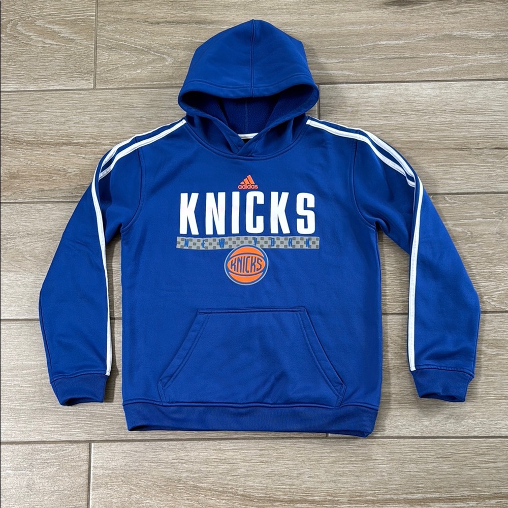 Adidas NY KNICKS Blue Hoodie Sweatshirt Youth Sz L (14/16)